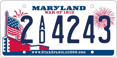 MD license plate 2AD4243