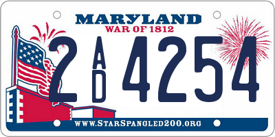 MD license plate 2AD4254