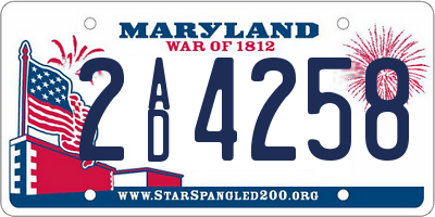 MD license plate 2AD4258