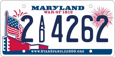 MD license plate 2AD4262
