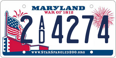 MD license plate 2AD4274