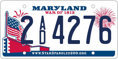MD license plate 2AD4276