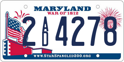 MD license plate 2AD4278