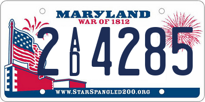 MD license plate 2AD4285