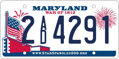 MD license plate 2AD4291