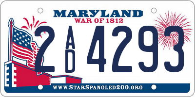 MD license plate 2AD4293