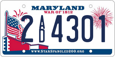 MD license plate 2AD4301