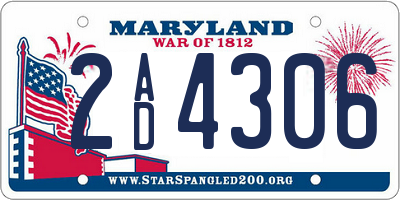 MD license plate 2AD4306