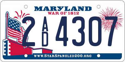 MD license plate 2AD4307