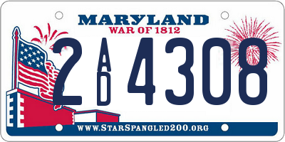 MD license plate 2AD4308
