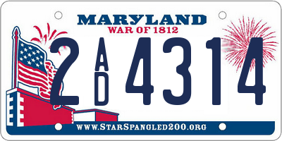 MD license plate 2AD4314
