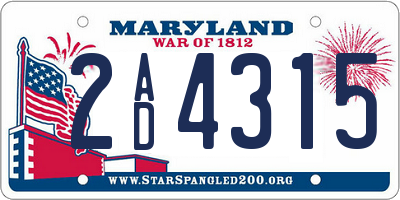 MD license plate 2AD4315