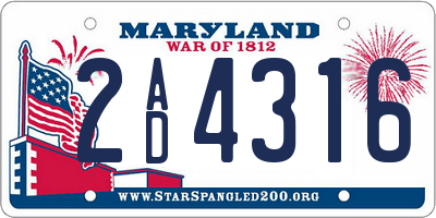 MD license plate 2AD4316