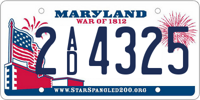 MD license plate 2AD4325