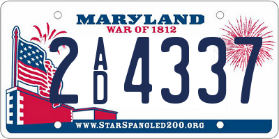 MD license plate 2AD4337