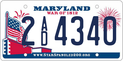 MD license plate 2AD4340