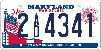 MD license plate 2AD4341