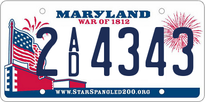 MD license plate 2AD4343