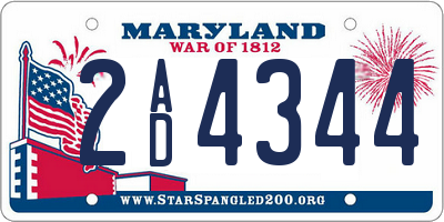 MD license plate 2AD4344