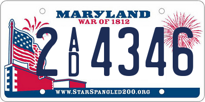 MD license plate 2AD4346