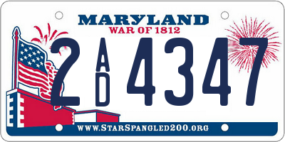 MD license plate 2AD4347