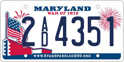 MD license plate 2AD4351