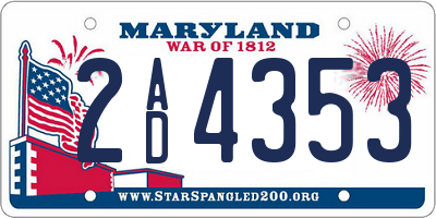MD license plate 2AD4353