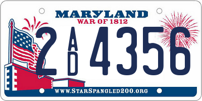 MD license plate 2AD4356