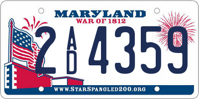 MD license plate 2AD4359