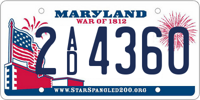 MD license plate 2AD4360