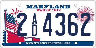 MD license plate 2AD4362