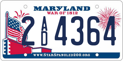 MD license plate 2AD4364