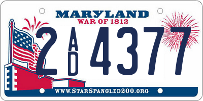 MD license plate 2AD4377