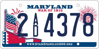 MD license plate 2AD4378