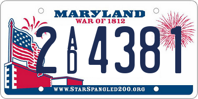 MD license plate 2AD4381