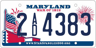 MD license plate 2AD4383