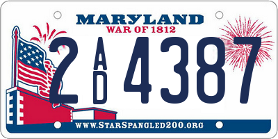 MD license plate 2AD4387