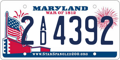 MD license plate 2AD4392