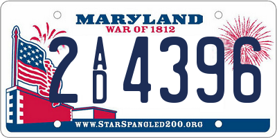 MD license plate 2AD4396