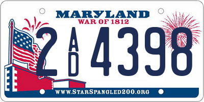 MD license plate 2AD4398
