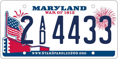 MD license plate 2AD4433