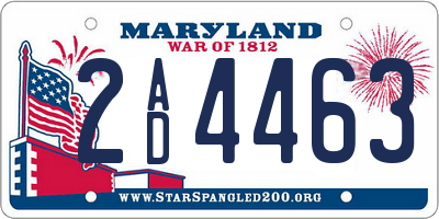 MD license plate 2AD4463