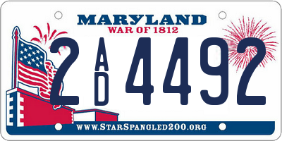 MD license plate 2AD4492
