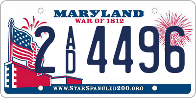 MD license plate 2AD4496