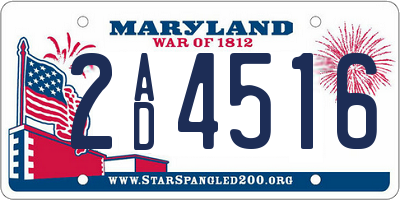 MD license plate 2AD4516