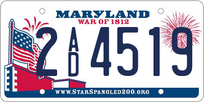 MD license plate 2AD4519