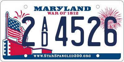 MD license plate 2AD4526