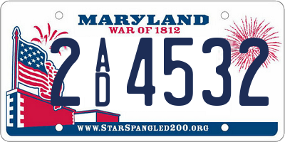 MD license plate 2AD4532