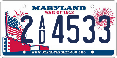 MD license plate 2AD4533