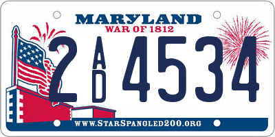 MD license plate 2AD4534